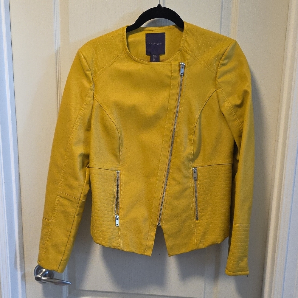 Yellow Faux Leather Jacket